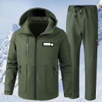 Žieminis vyri&scaron;kas neperpučiamas ir neper&scaron;lampamas plius aksominis pastorintas softshell striukės kostiumas Atsparus dilimui Daug ki&scaron;enių &Scaron;altį atsparus &Scaron;iltas kombinezonas 4XL žalia