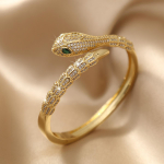 Cirkonio Gyvatės Dvasios Gyvatės Apyrankė su Madinga ir Neblunkančia Atvira Dalimi, Auk&scaron;tos Klasės Jausmo Apyrankė one size(17-20cm) auksas