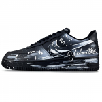 Nike Air Force 1 Galaxy Graffiti Atsparūs trinčiai Žemi Teniso Batai Unisex Juodi Balti CW2288-001(Komanda1283-) 37.5
