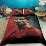Antklodės užvalkalų komplektas Ronaldo Idolas Futbolo Žvaigždė 3D spausdintas antklodės užvalkalas paaugliams, vaikams, berniukams, mergaitėms Mink&scaron;tas lovos užvalkalas su užtrauktuku AU Single140x210cm