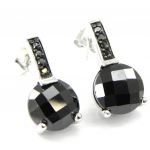 Les Tr&eacute;sors De Lily [I1090] - Boucles Argent 'Romy' noir argent&eacute; (rhodi&eacute;) - 15x7 mm