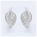 Les Tr&eacute;sors De Lily [J0186] - Boucles Argent 'D&eacute;esse' Blanc argent&eacute; (rhodi&eacute;) - 15x7 mm