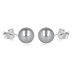 Les Tr&eacute;sors De Lily [Q7031] - Boucles argent 'Perla' gris (rhodi&eacute;) - 8 mm