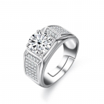 Bague Ringen tikras moissanito žiedas vyrams 2 karatų apvalus briliantų deimantų sužadėtuvių žiedas vyri&scaron;kas vestuvinis papuo&scaron;alas Resizable balta
