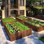 1,2 m ruloninė rąstinė tvora Palisade korozijai atspari medinė apvadu sodo tvora gėlynams 120*44*0.6cm