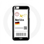 Coque Iphone 7 design carte embarquement Berlin Allemand avion foot east side gallery rouge noir ja