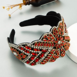 Moterų vintažinio baroko sunkiosios pramonės kalnų kri&scaron;tolinio akmens plaukų papuo&scaron;alas plačiu kra&scaron;tu, perdėta &scaron;ou galvos juosta OneSize raudona