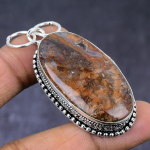 Natural Laguna Lace Agate Gemstone 925 Steling Silver Pendant 2.25 s8b36