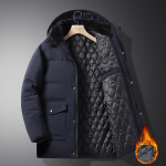 Vyri&scaron;ki stori &scaron;ilti bomber striukė paltai Vyri&scaron;ki stori &scaron;ilti pliu&scaron;iniai parkai su gobtuvu vilnos vyri&scaron;kos striukės vir&scaron;utiniai drabužiai Jaqueta Masculina 4XL mėlyna