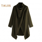 Vyri&scaron;kas apsiaustas paltas auk&scaron;ta apykakle ilgomis rankovėmis Street Style Vėjui vientisos spalvos netaisyklingo apvado vidutinio ilgio vir&scaron;utiniai drabužiai Punk stiliaus žieminiai vir&scaron;utiniai drabužiai M armijos žalia spalva