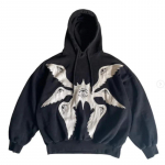 Amerikieti&scaron;ki Y2K vintažiniai gobtuvėliai Gothic Pattern Hoodie su užtrauktuku Moteri&scaron;ki vyri&scaron;ki hip-hop paltai ilgomis rankovėmis Laisvi megztiniai su gobtuvu S juoda