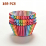 100 vnt Spalvingi vaivoryk&scaron;tiniai popieriniai pyragaičiai, keksų įklotai, kepimo bandelės puodeliai, vakarėlis PP