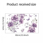 35*60CM Nuimami Violetiniai Gėlės Drugelis Sienų Lipdukai Miegamajam Svetainei Vonios Kambariui Stiklo Veidrodžio Dekoravimui 35x60CM