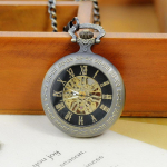 Anime ki&scaron;eninis laikrodis Retro dvimatis mechaninis laikrodis Skeleton Roman Pocket Watch
