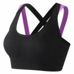 Sportinė liemenėlė moterims Queenral Besiūlė sportinė liemenėlė Yoga Fitness Top Moteri&scaron;kas apatinis trikotažas Sporto liemenėlė Bralette Sportinė apranga S juoda