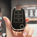 Rakto FOB dangtelis, skirtas Peugeot 208 308 408 508 2008 3008 4008 5008 Citroen C3 C4 CACTUS C6 C8 automobilio rakto dėklo dangtelio priedai juoda