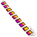 Bi-Color Tourmaline Gemstone Handmade 925 Sterling Silver Bracelet 7-8 b3z22
