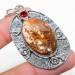 Lemon Chrysoprase, Garnet 925 Sterling Silver Jewelry Pendant 2.40 o3q69