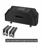 Automobilio galvos atlo&scaron;o laikymo dėžutė Odinė servetėlių dėžutė Daugiafunkcinis automobilio galinės sėdynės kabliukas Organizatorius Laikiklis Automobilio sėdynės atlo&scaron;o laikymo dėžutė juoda