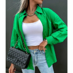 Laisvalaikio mar&scaron;kinėliai ilgomis rankovėmis Moteri&scaron;ki ploni, ploni gatvės aprangos sagomis susegta palaidinė Biuro moteri&scaron;kos laisvos pavasario rudeninės palaidinės ilgomis rankovėmis 21596 S žalia