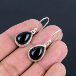 Juodo &scaron;pinelio la&scaron;o auskaras 925 prabos sidabras rankų darbo auskaras lengvas rankų darbo auskaras dovana geriausiai merginai dovana jai Padėkos diena juoda