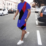 Vyri&scaron;ki mar&scaron;kinėliai Kostiumai 2 dalių Apranga Crewneck Vasaros Spalva Blokas Mada Kasdienis atostogos Kasdienis drabužis I&scaron;einant Juoda Balta Žalia Vir&scaron;utinė S