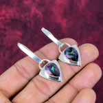 Mystic Topaz 925 kieto sterlingo sidabro auskarai, rankų darbo brangakmenių papuo&scaron;alų auskarai, atminimo dienai 1.96 Inches