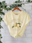 Women's Lemon Print Pure Cotton Short-Sleeve T-Shirt, European & American Style, Round Neck Summer Design Extra Large