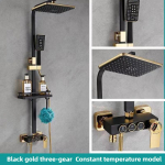 Juodas skaitmeninis ekranas, slėginė du&scaron;o galvutė, namų vonios termostatinis lietaus du&scaron;as, mygtukinis du&scaron;o galvutės komplektas