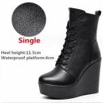 Moteri&scaron;ki natūralios odos aulinukai žiemai, moteri&scaron;ki pliu&scaron;iniai sniego batai, platforminiai aulinukai su plei&scaron;tu, moteri&scaron;ki batai su auk&scaron;tu kulnu, dydžiai 33-43 40