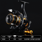 Haotun beproblėmis tarpais dvigubos rankenėlės spiningo ritė: 5.2:1 Tolimo metimo, kalmarų ir mikroobjektų žvejyba.