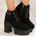 Žieminiai Platforminiai Moteri&scaron;ki Ankle Boots Suede Nėriniai Dizainerio Auk&scaron;takulniai Batai 2025 Mados Žiemos Stambūs Siurbliai Goth Botas De Mujer 35 juoda