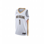 Nike NBA logotipo spaudos V formos i&scaron;kirptės krep&scaron;inio liemenė Pelicans Zion Williamson Nr. 1 Fanų Edition 22-23 Sezono Riboto Leidimo Unisex Vir&scaron;utiniai Drabužiai Balti DN2086-100 L