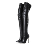 Mada Moteri&scaron;ki Ilgaauliai Iki Kelių Mada Seksualūs Vakarėliui Stiletto Kulnas Eleganti&scaron;ki Moteri&scaron;ki Batai Blizgi Lakinė Oda Ilgaauliai Botas De Mujer 44