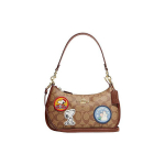 Coach X Peanuts Snoopy Teri 25 Klasikinis monogramos Snoopy ra&scaron;to Užtrauktuko užsegimas Odinė pirkinių rankinė Moteri&scaron;kos rankinės Ruda Rūd&igrave;s CE848-IMT1O Basic Set (Bag+Dust Bag)