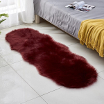Plau&scaron;inis kilimėlis svetainei, miegamajam, sofai ar arkiniam langui - Imituota vilna, lengvas prabanga 60*160cm Round Ends vyno raudonos spalvos