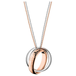 Calvin Klein Susuktas Dvigubas Žiedas Sagtis Sluoksniuotas Karoliai Unisex Karoliai Sidabrinis Rožinio Aukso LH-KJDFPP2001 Box,F,Silver Rose Gold Dual Combo