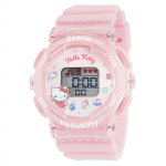 Liepsnojantis Sanrio Hello Kitty skaitmeninis laikrodis su foniniu ap&scaron;vietimu ir žadintuvo funkcija Mergaitėms Rožinis [Sun Co., Ltd.] J-Axis CR3C0003-KT