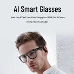 800W AI i&scaron;manūs akiniai: HD kamera, Vaizdo įra&scaron;as su stabilizavimu, Vertimas, Elektrochrominiai lę&scaron;iai Clear Frame to Red
