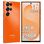 OUKITEL C67 Android 16 Mobilusis telefonas Atrakintas 2026-24GB+256GB, 6.73'' I&scaron;manusis telefonas 5000mAh, 64MP+8MP, 3.5mm lizdas /GPS/Gemini oranžinė