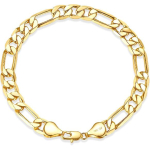 8 mm auksinės Figaro grandinėlės apyrankė vyrams ir moterims, 14K aukso apyrankės vyrams ir moterims, hipoalerginė Figaro grandinėlės apyrankė vyrams moterims, madinga 8.5inch beige