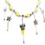 Les Tr&eacute;sors De Lily [E1426] - Collier Cr&eacute;ateur 'Princesa' jaune argent&eacute;
