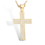 Les Tr&eacute;sors De Lily [L4645] - Pendentif Plaqu&eacute; Or 'Croix ' blanc dor&eacute; - 30x15 mm