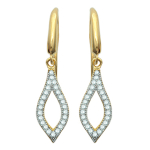 Les Tr&eacute;sors De Lily [L4691] - Boucles plaqu&eacute; or 'Sissi' blanc dor&eacute; - 32x7 mm