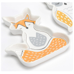 Les Tr&eacute;sors De Lily [Q9621] - Vide-poches porcelaine 'Renard' orange gris blanc - 18. 5x14. 5 cm oranžinė