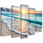 Penkių dalių paveikslėlių spaudinys ant drobės Sea Beach Sunset