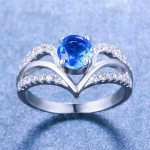 1 vnt Charm Aqua Blue White Rainbow Crystal CZ Gimimo akmens vestuviniai princesės žiedai Sidabrinės spalvos Moteri&scaron;ki papuo&scaron;alai Dovanos 6