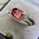 Eleganti&scaron;kas kvadratinis raudonas cirkonio žiedas i&scaron;skirtinė madinga aukso spalvos metalo inkrustacija balta cirkonio akmenimis vestuvinis žiedas sužadėtuvių papuo&scaron;alai 5