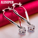 925 sterlingų sidabro apvalūs AAA spalvos cirkonio lanko auskarai