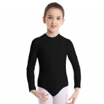 Profesionalus baleto &scaron;okių triko, mergaičių gimnastikos kostiumas su kaklu, ilgomis rankovėmis 9-10 Years juoda